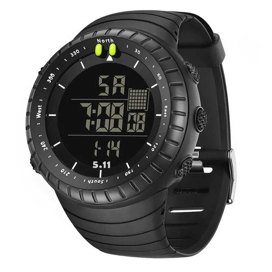 Digital Display Round Dial Rotatable Bezel Multifunctional Sports Watch For Men