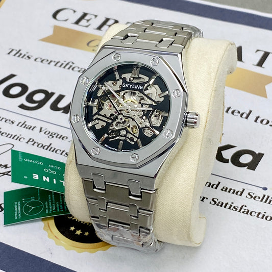 SKYLINE Luxury Automatic Mechanical Movement Stainless Steel Chain Watch for Men