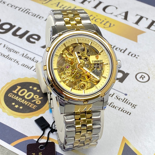 Time Key Premium Automatic Mechanical Movement Stainless Steel Chain Watch for Men