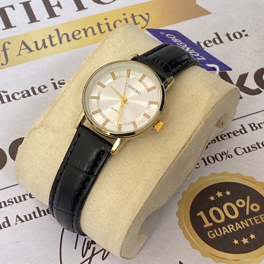 Longbo Luxury Round Dial Strap Watch for Ladies – Elegant Choice for Her
