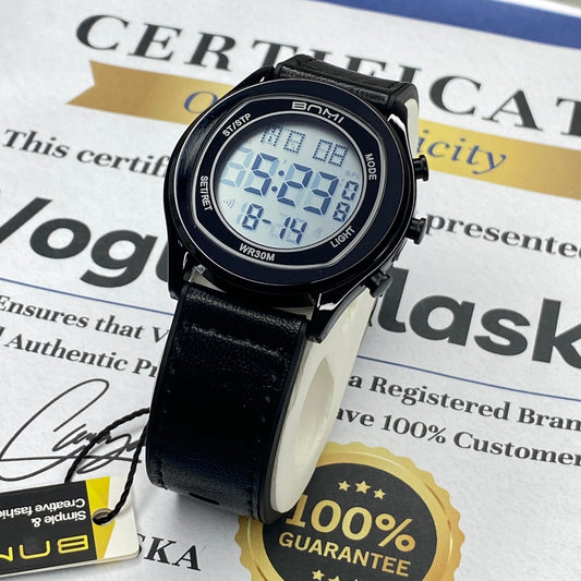 BNMI Round Dial Multifunctional Digital Display Straps Watch For Men