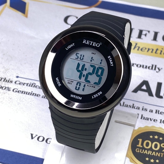 RETEO Touch Digital Round Dial Display MultiFunctional Sports Watch