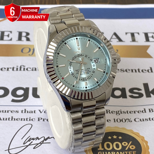 RLX Sky-Dweller Oyster Perpetual Analog Quartz Movement Chain Watch With Date Display
