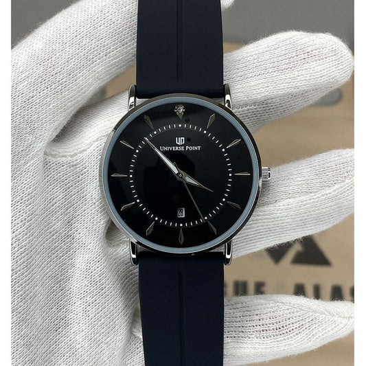 Universe Point Premium Design Round Dial Magnetic Lock & Silicone Rubber Straps Watch For Men