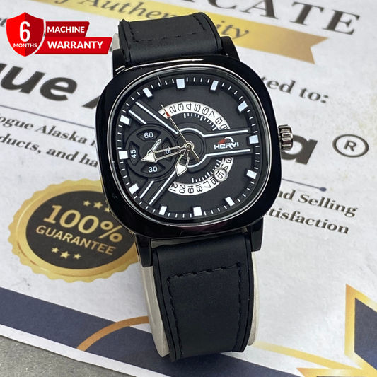 HERYI Square Dial Analog Quartz Straps Watch With Date Display For Men