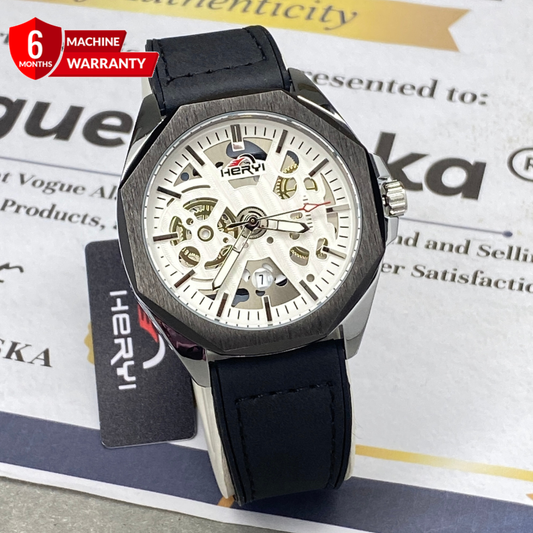 HERYI Octagonal Dial Analog Quartz Movement Straps Watch With Date Display For Men