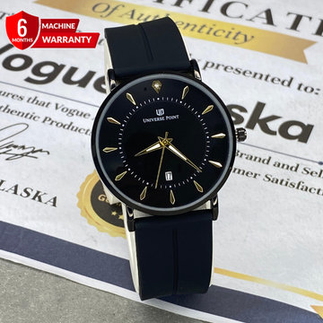 Universe Point Premium Design Round Dial Magnetic Lock & Silicone Rubber Straps Watch For Men