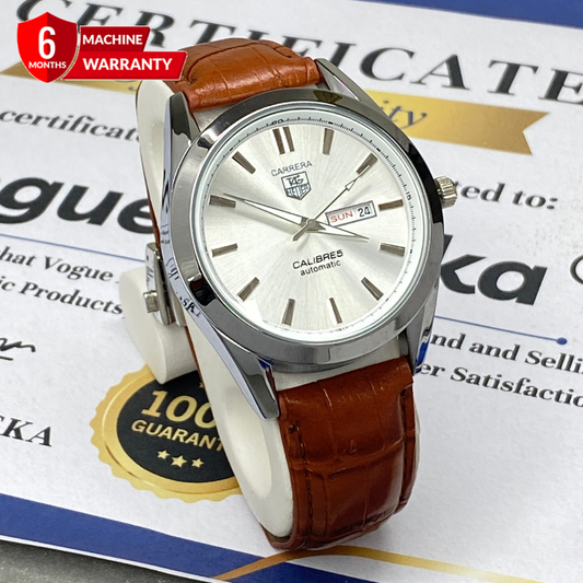 Carrera Tag Heuer - Master Lock, Day & Date , Leather Strap Watch