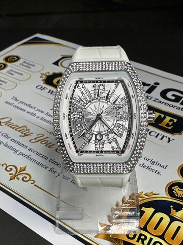 FM Strap iced out watch for men